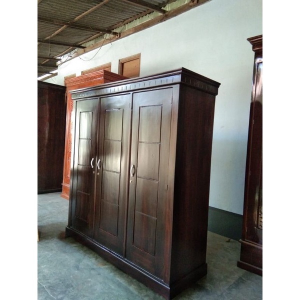 lemari anak 3 pintu full plitur