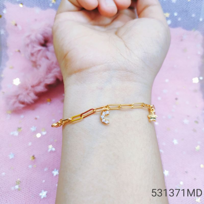 Gelang Tangan Wanita Titanium Anti Karat Lapis Emas 589COD