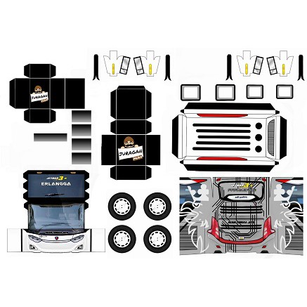 DIY Miniatur Bus Agam Tungga Jaya Putih Skala 30 Papercraft