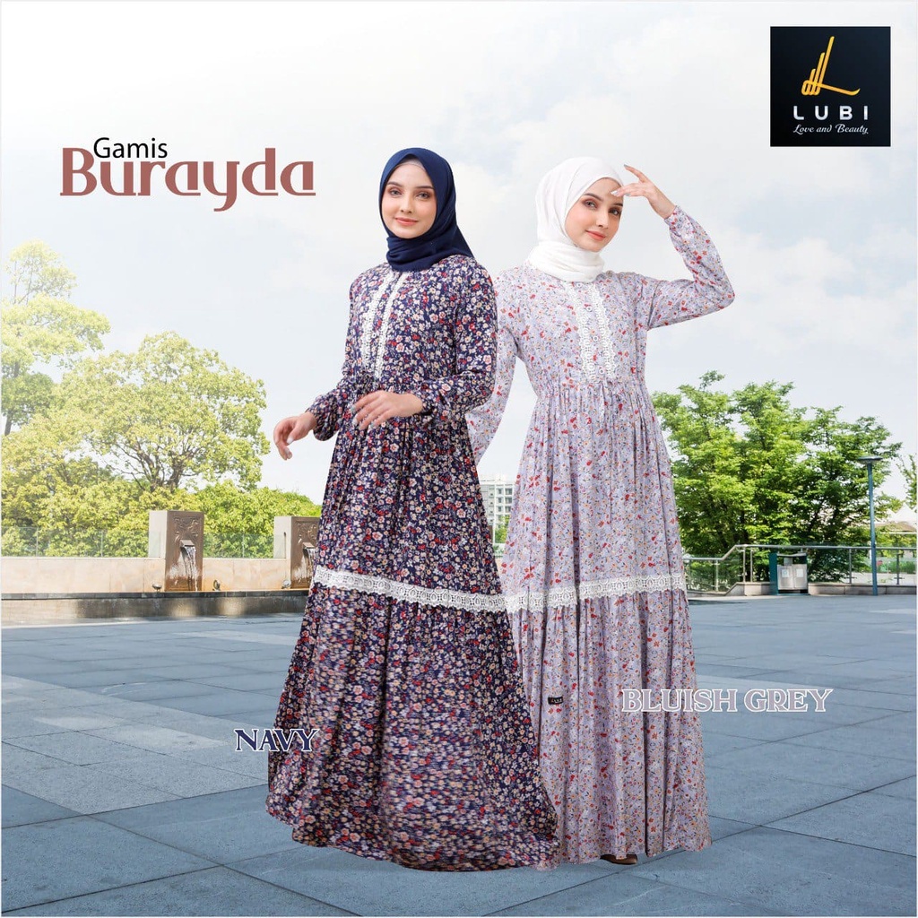 Cod Gamis Lubi Terbaru 2022 Gamis Lubi Burayda Dress Wanita Kekinian Motif Bunga Premium Baju Tersim