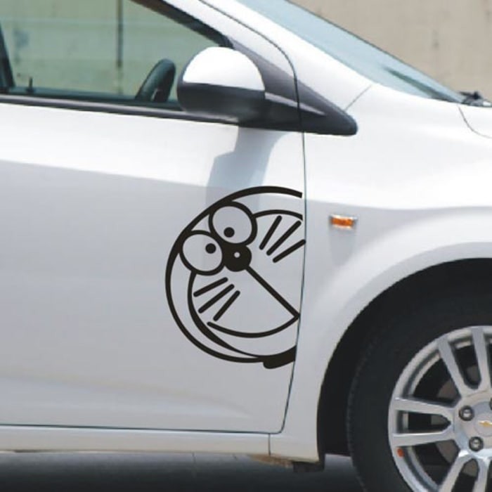 Aksesoris Stiker Mobil Kepala Doraemon Besar Pintu Car Decal Sticker