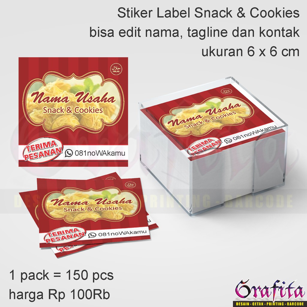 

(1pack=150pcs) Stiker Label Snack & Cookies