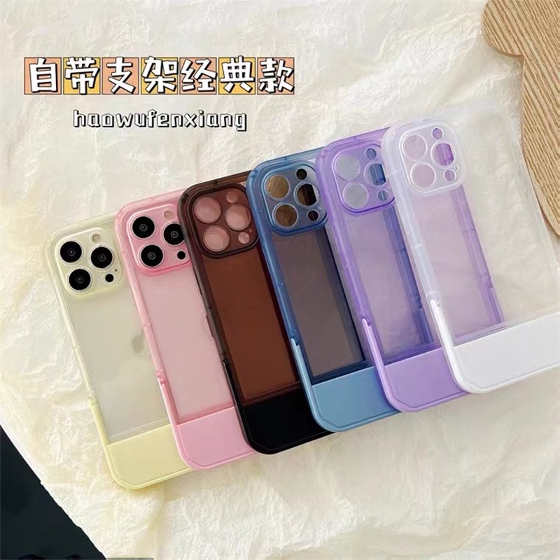 2 in 1 case Transparan Dengan stand Tersembunyi Untuk iPhone 13 Pro max 12 Pro max 11 Pro max