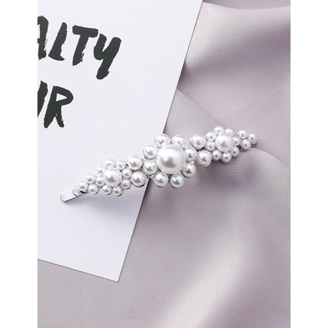 LRC Jepit Rambut Fashion Silver Color Full Artificial pearl Decorated Hair Clip F05312