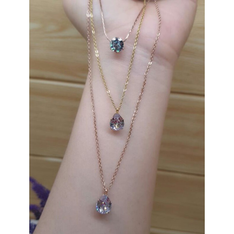 Kalung + liontin microdiamond / kalung titanium liontimicrodiamond / kalung asli titanium