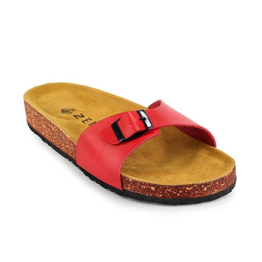 HESTIA RED | FORIND x Zensa | Sendal Jepit Tali Kulit Simpel Kayu Wanita/Women - Sandal Footwear