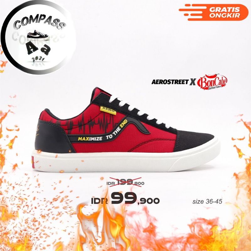 aerostreet x boncabe max end merah hitam size 43