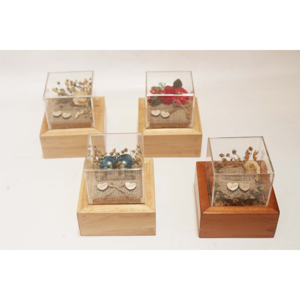 Ring Bearer Rustic Cute, wadah kayu, tutup Akrilik