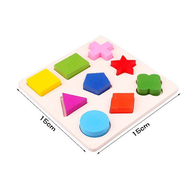 Mainan Edukasi Anak Basic Shape Kayu Balok Geometri Puzzle 3D Montessori Sensory Xylophone Jam Angka-GEO 1 KEPING