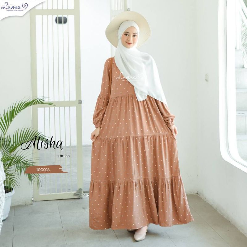 Gamis Alisha Ori By Luvena// Gamis Katun Rayon Busui