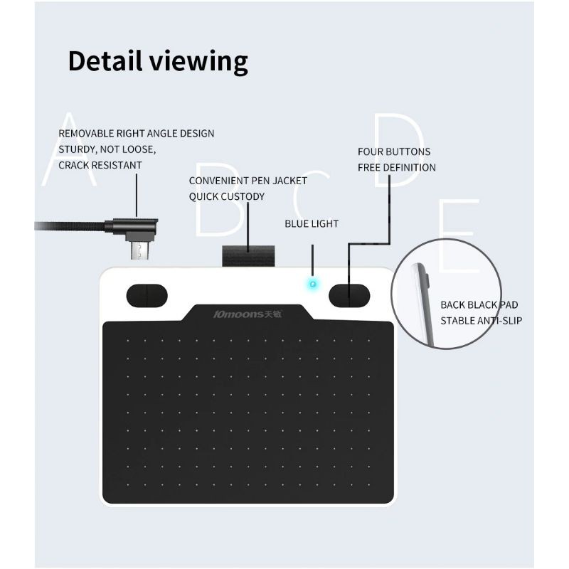 10moons Graphics Digital Drawing Tablet 6 Inch with Stylus Pen