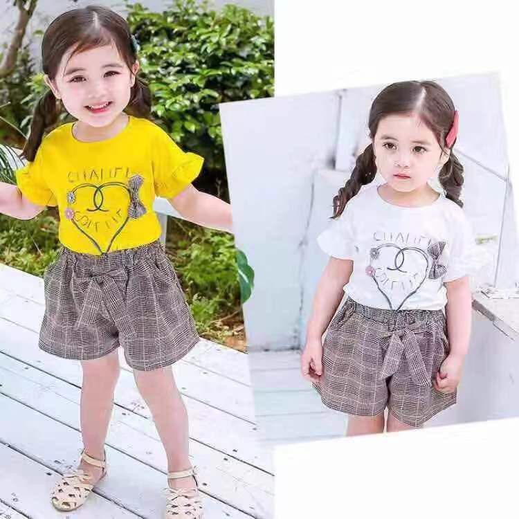 Setelan Baju Anak Perempuan Import | Set Kaos Anak Cewek / Kualitas Premium harga Murah LOVE MB