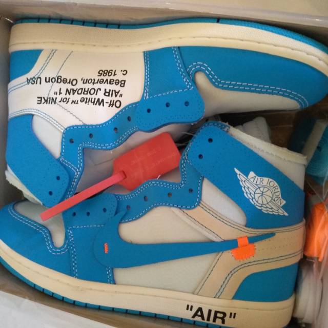 NIKE AIR JORDAN 1 RETRO HIGH VIRGIL ABLOH X OFF WHITE UNC NRG BLUE AUTHENTIC 100% BNIB