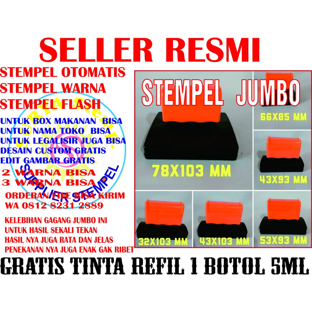 

STEMPEL FLASH JUMBO / STEMPEL WARNA JUMBO / STEMPEL OTOMATIS JUMBO