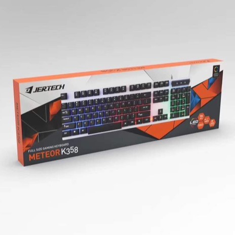 Keyboard Gaming Jertech K358 Lampu LED RGB Membrane Keyboard FULL SIZE