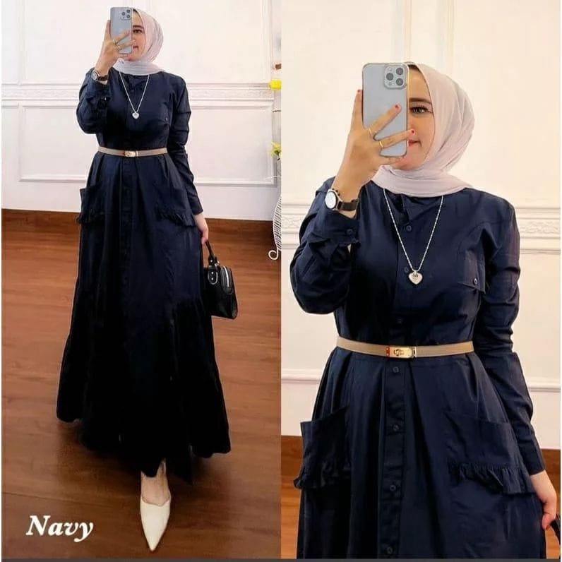 Baju Wanita Kekinian Talia Dress Katun Rayon Baju Lengan Panjang Wanita Busui Friendly Long Dress Muslim Gamis Jumbo