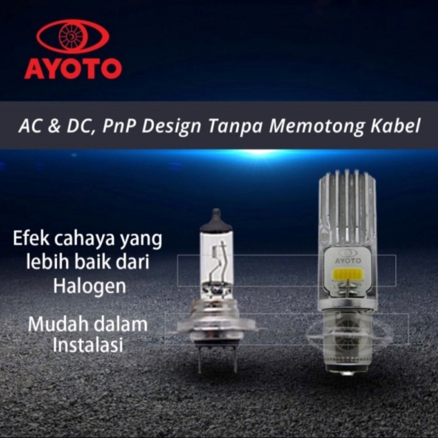 Lampu Bohlam LED Headlamp H6 Kaki 1 AYOTO TYTO M2A Ac Dc Pnp Bebek Matic Motor Original Aksesoris