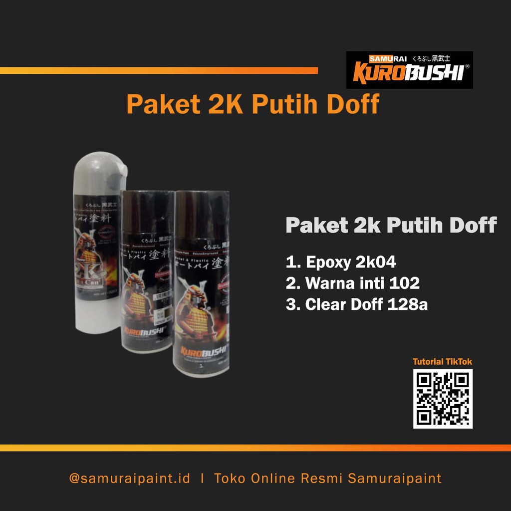 Paket 2K Putih Doff, Samuraipaint Cat Semprot