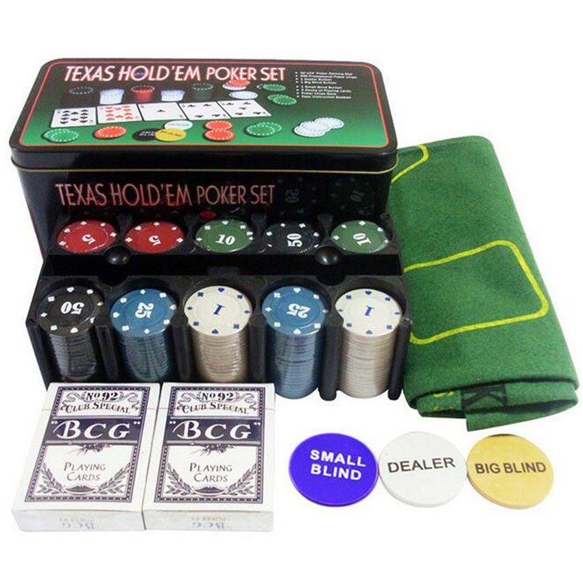 200PCS/Set Texas Holdem Poker Game / Mainan Kartu Poker / Casino Game Set Texas Hold em Chips Coins