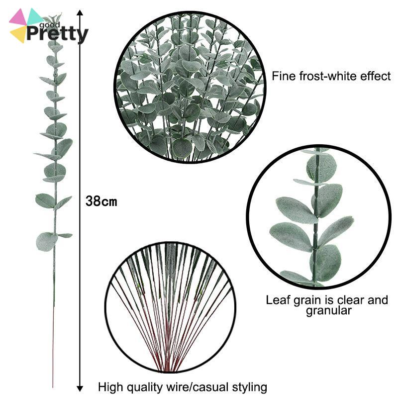 38cm Cabang Tunggal Eucalyptus Simulasi Tanaman Hijau Dekorasi Rumah Kantor - PD