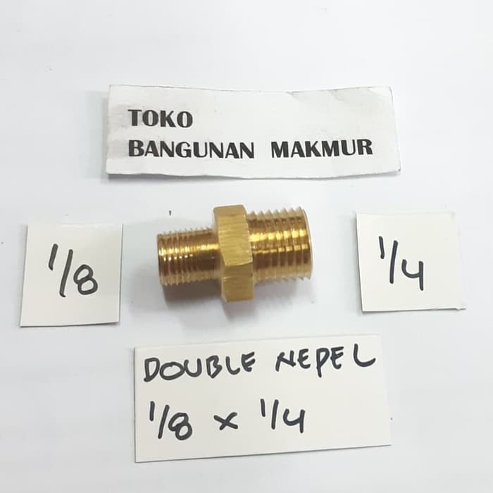 Double Nepel 1/8" x 1/4" Sambungan Kuningan / Dobel