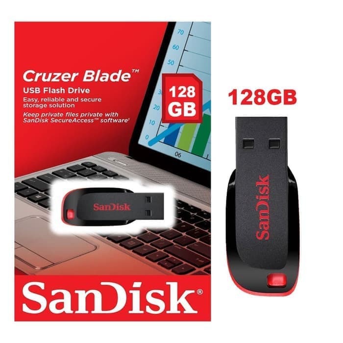 FLASHDISK SANDISK CRUZER BLADE 128GB USB FLASH DRIVE/PENYIMPANAN EKSTERNAL