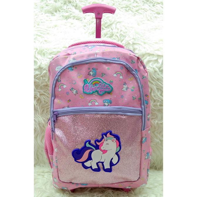 Tas Koper Anak Model Unicorn / ransel anak sd unicorn gliter - Merah Muda