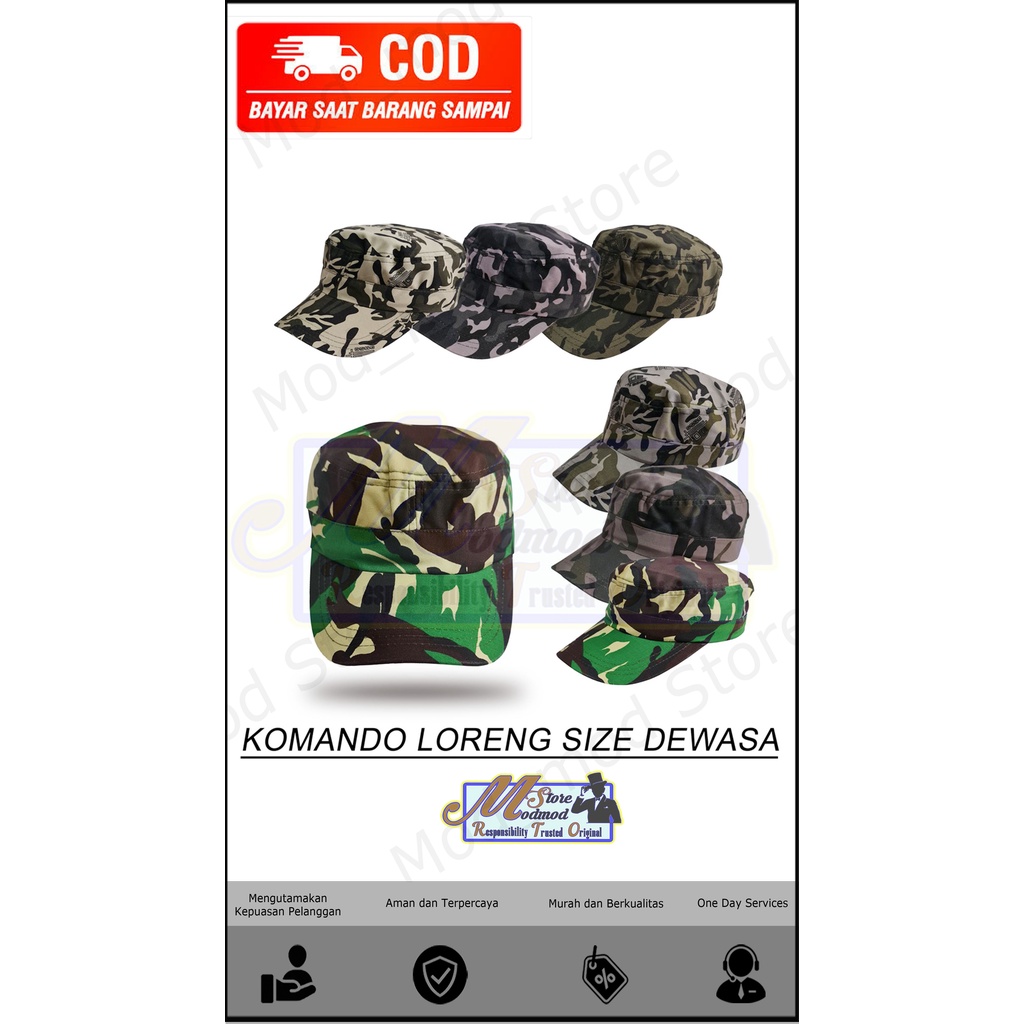 TOPI KOMANDO MOTIF LORENG / TOPI KOMANDO PRIA / TOPI KOMANDO ARMY -TWILL - ega_modmod_store