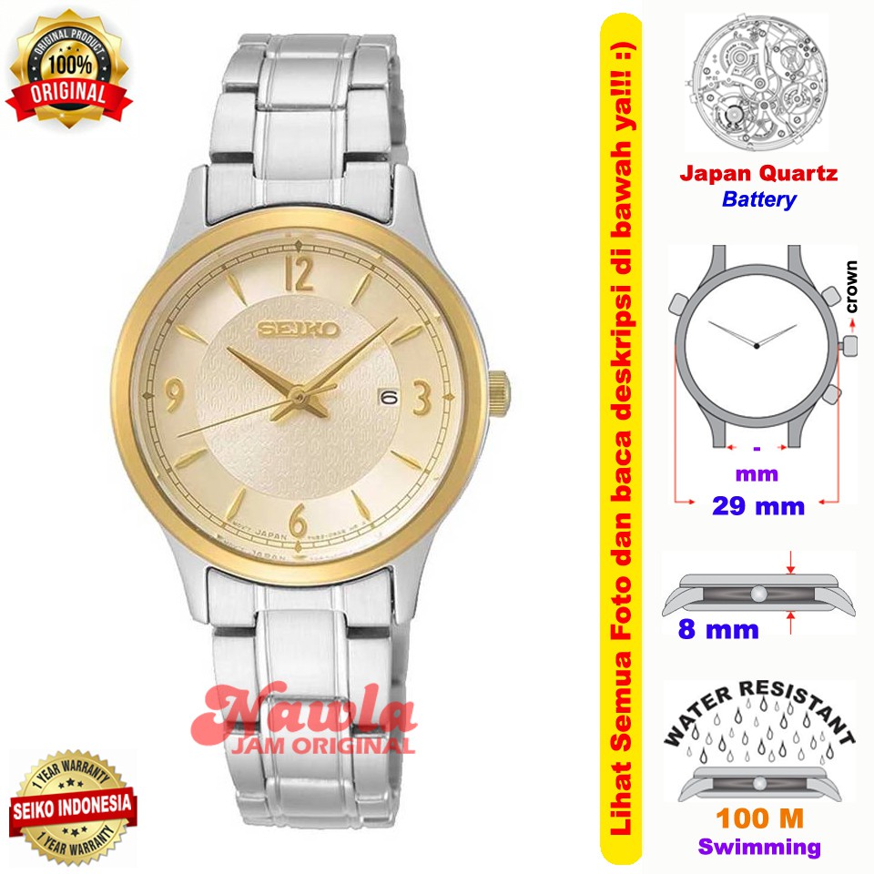 Seiko Ladies SXDH04P1 Quartz Gold Dial - Jam Tangan Wanita SXDH04