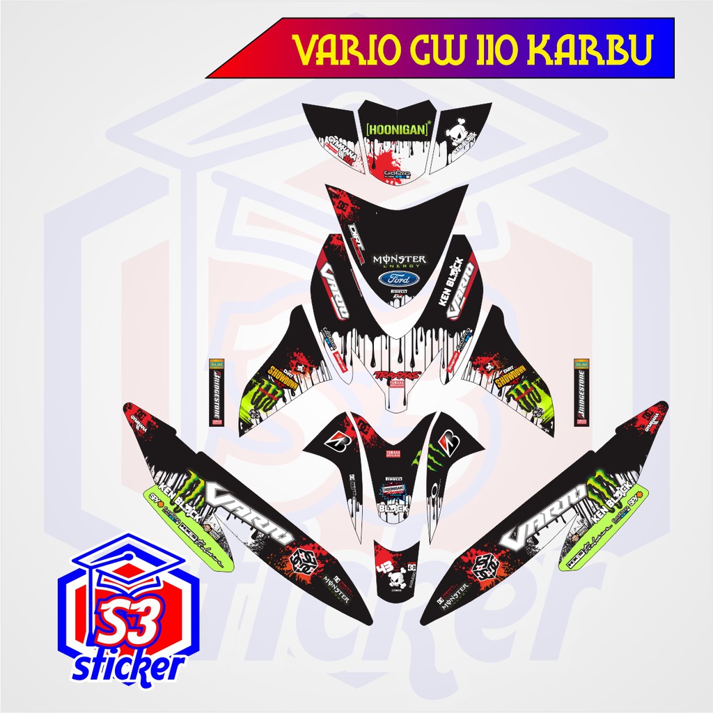 STICKER DECAL MOTOR HONDA VARIO CW 110 KARBU