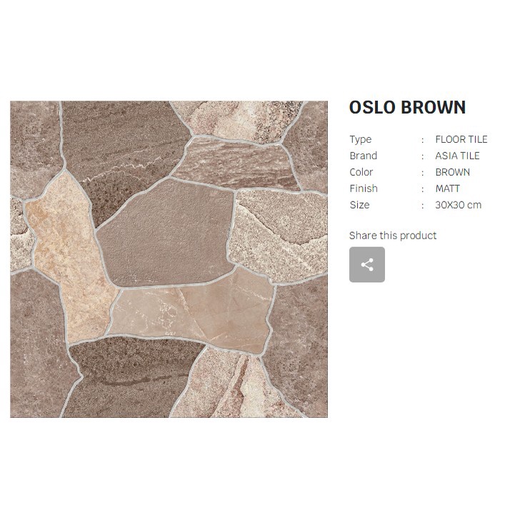 ASIA TILE OSLO Series 30 x 30 MATT KERAMIK LANTAI KERAMIK DINDING - Brown Grey Motif Batu