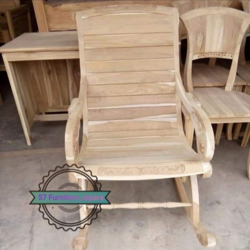 Kursi goyang antik/klasik jati Grade A mentahan