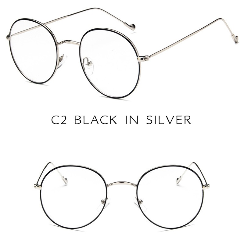 （YUZHU）COD Bayar di Tempat Minus 0~-400° Kacamata Korean Retro Bulat Kacamata Wanita/Pria Eyeglasses