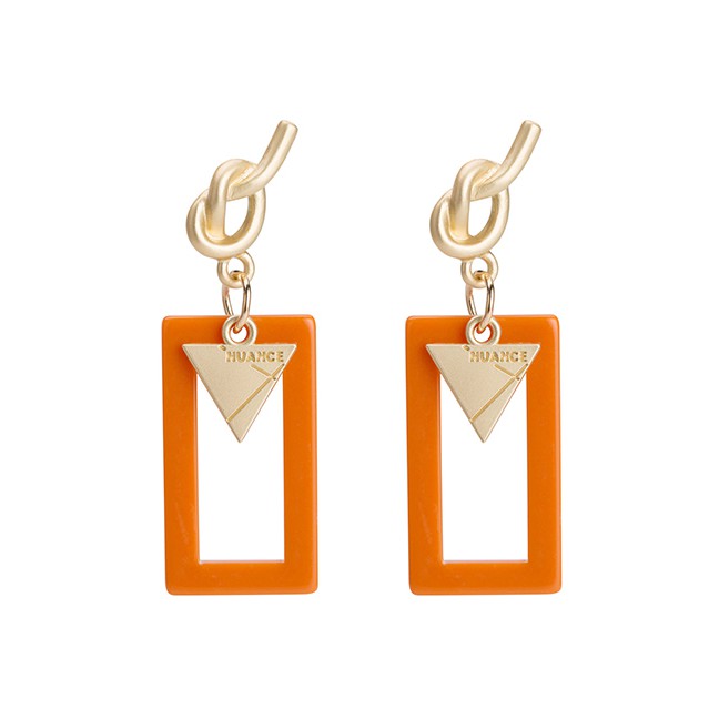 LRC Anting Tusuk Fashion Square Plate Geometric Earrings Alloy Knotted F33XXX