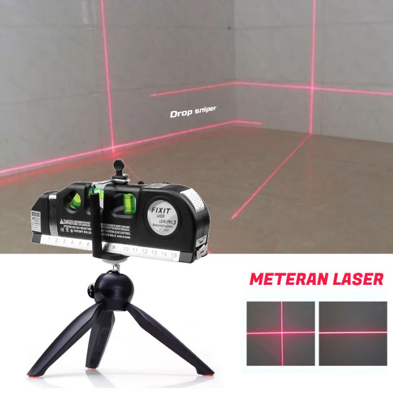 Penggaris Meteran Laser Horizontal waterpas Tukang Bangunan