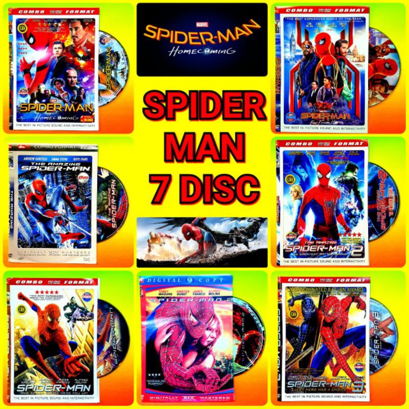 KASET VIDEO FILM SPIDERMAN PAKET 7 DISC LENGKAP - FILM BIOSKOP TERLARIS DAN POPULER TEKS INDONESIA