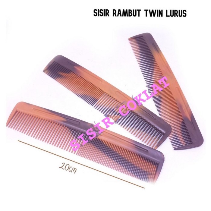 Sisir Rambut Twin Lurus Panjang Coklat Comb