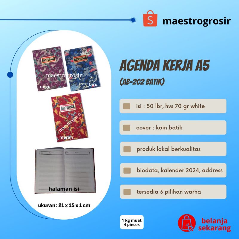 

Agenda Kerja A5 / Agenda AB-202-Batik / Bussiness Notebook / Buku Tulis