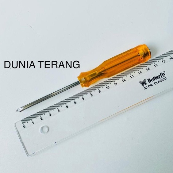 Obeng Gagang Plastik ATS Magnet 3'' 3in 3inch (+) (-) - Obeng Tembus gg Plastik Kuning - Obeng Ketok ATS Panjang Pendek Plus Minus - Go Trough Screwdriver - ATS 5X75mm