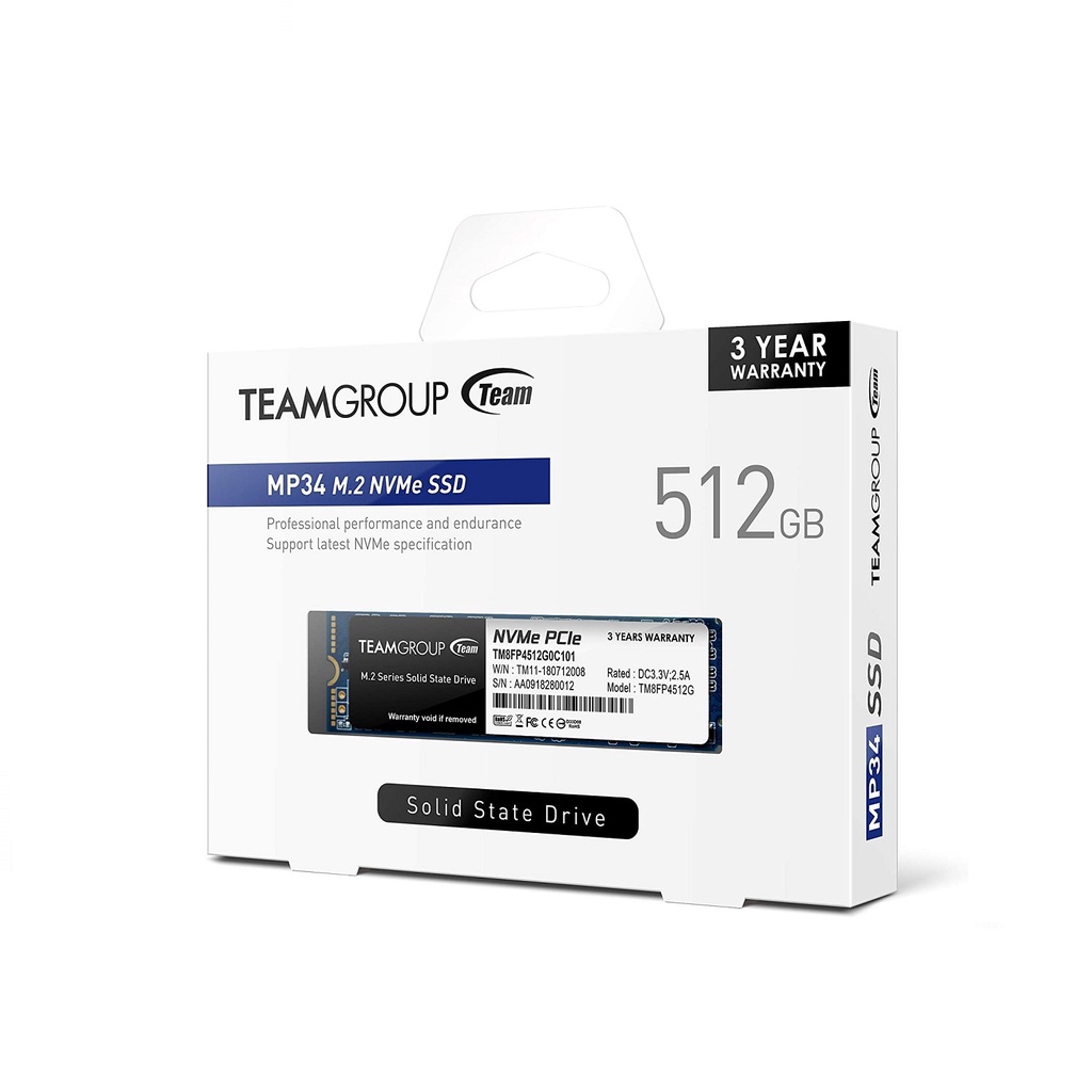 SSD M2 NVme TEAMGROUP MP34 PCIe Gen3x4 512GB garansi resmi M.2 512 GB