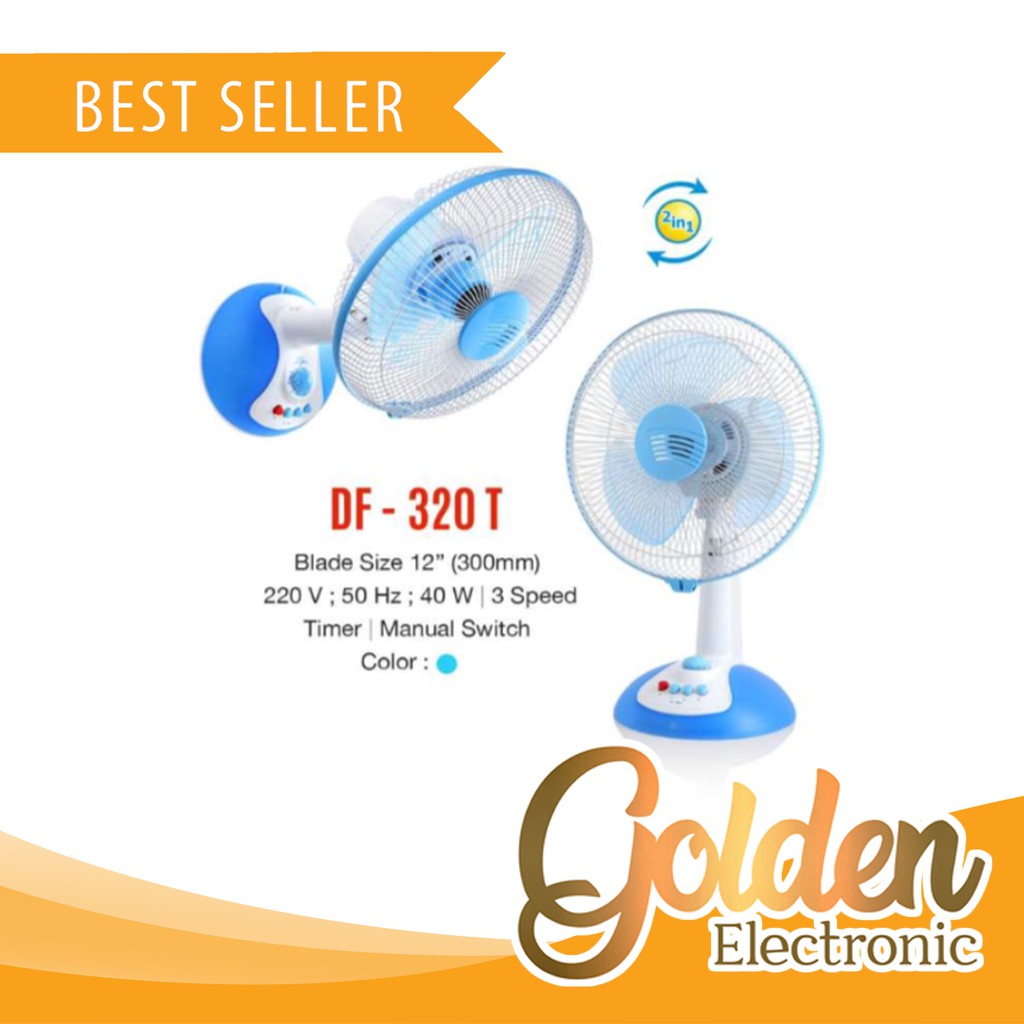 Desk Fan 12"  Maspion DF-320T 2in1 / Kipas Angin Maspion DF 320 T