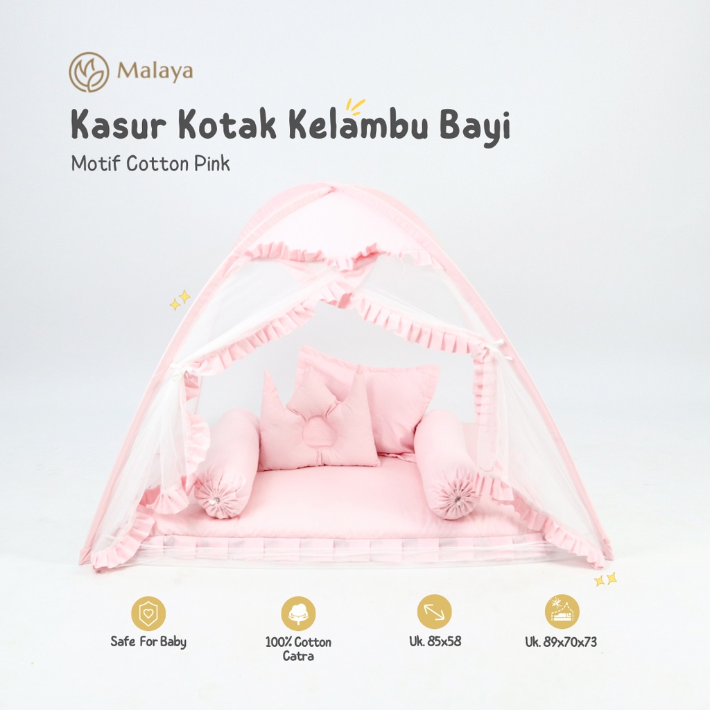 Malaya Baby l Kasur Kotak Bayi Set Kelambu Katun Korea UK 85 x 58CM