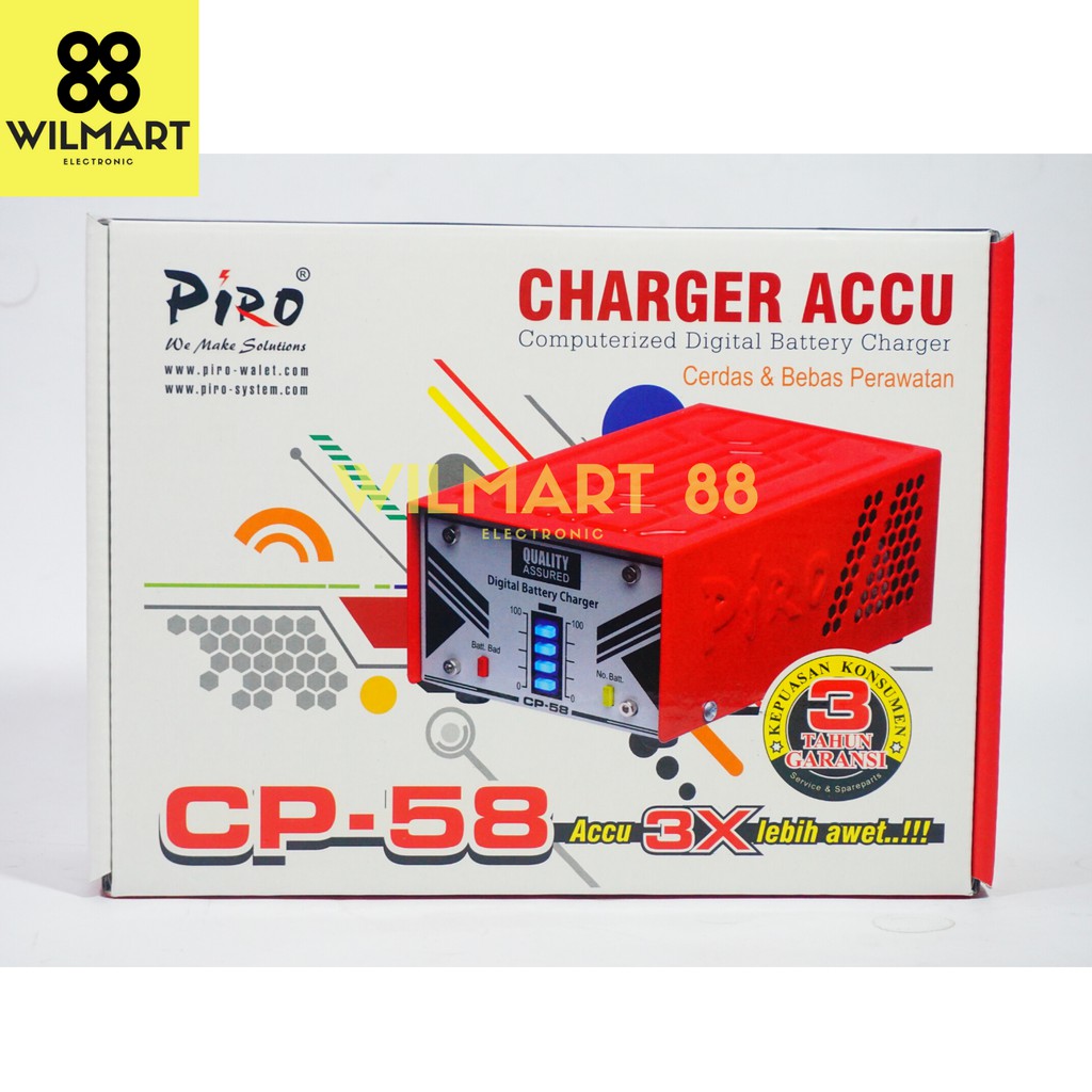 [✅COD] Charger Cas Aki PIRO CP 58 / CP58 Charger Aki Digital Full Otomatis | Bebas Perawatan