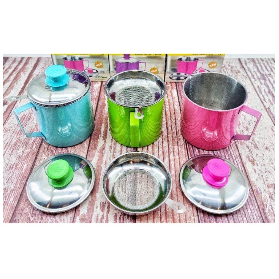 [MH] Gelas Saringan Minyak Oil Pot Stainless