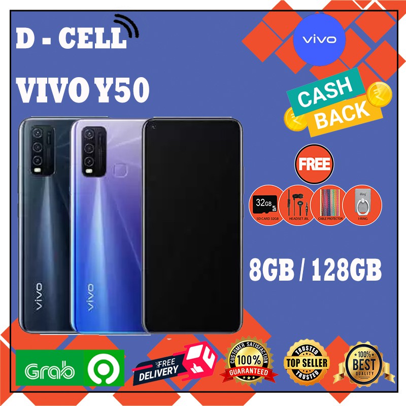 HP Vivo Y50 8GB/128GB 2020 Ram 8GB Internal 128GB Black Blue Garansi Resmi
