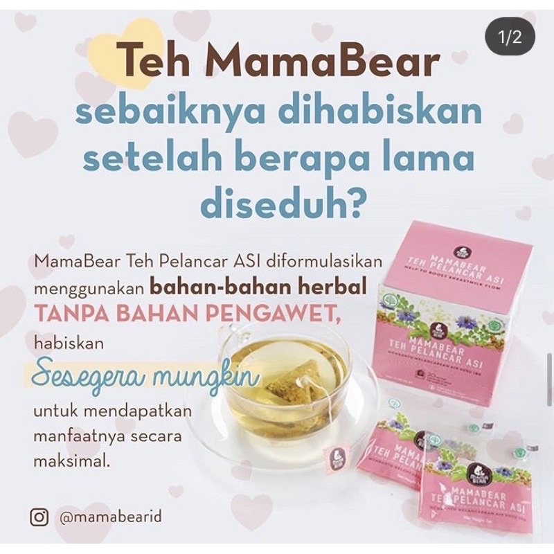 Mama bear teh Pelancar Asi Yovita Lesmana Mamabear Asi booster fenugreek tea blueberry / lemongrass / peach / original
