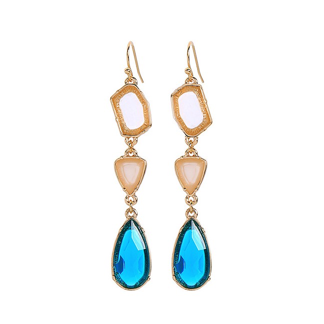 LRC Anting Gantung Fashion Alloy Gemstone Crystal Drop Earrings F6961X