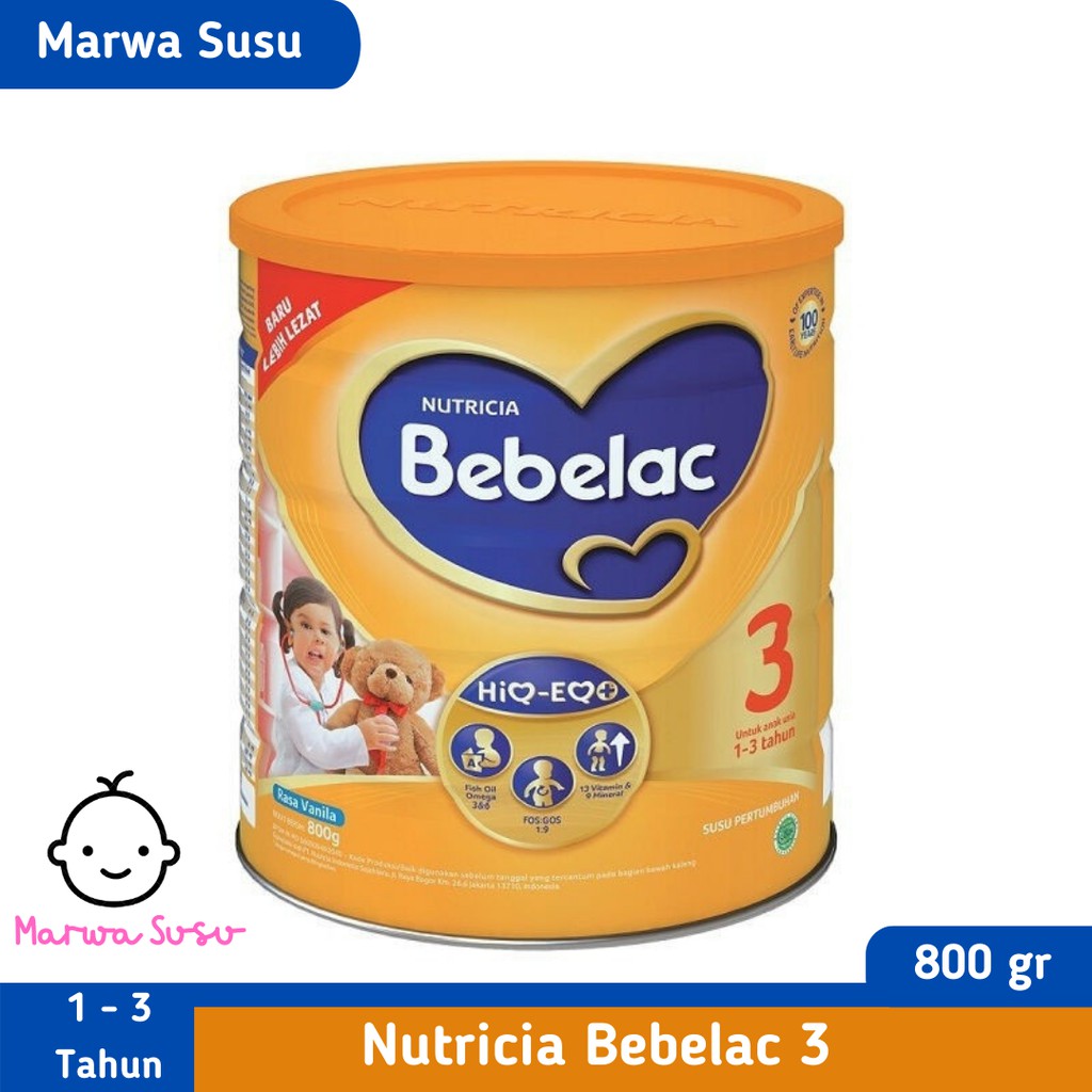 

Bebelac 3 untuk anak usia 1 - 3 tahun Susu pertumbuhan 800gr rasa Madu / Vanila