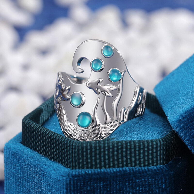 Cincin Lapis Silver Desain Ikan Gaya Bohemian Vintage Untuk Wanita