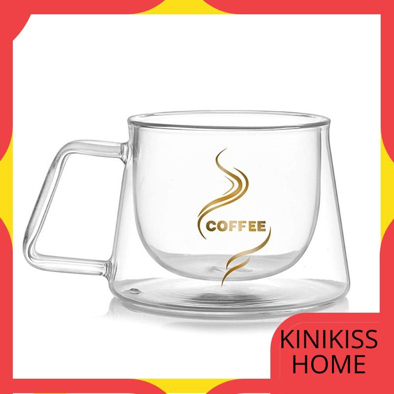 

Cocktail Shaker UPORS Double Glass Coffee Cups 200ml Transparent Coffee Mug Double Wall Glass